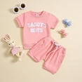 thumbnail image 2 of Tkrady Toddler Outfits for Girl Spring Summer Short Sleeve Solid Tops and Shorts Fashion Set, Sizes 0-3 Years, 2 of 7