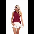 thumbnail image 1 of Blusas Sin Mangas para Mujer - Camisetas Sin Mangas Informales de Verano con Cuello en V, Camisas Holgadas de Cuello Liso, Vino Tinto, Talla XL, 1 of 10