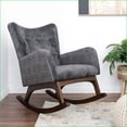 thumbnail image 6 of Rocking Chair with Solid Wood Frame, Stain Resistant Fabric – Brown/Dark Gray | Fabric | Solid Wood, 6 of 9