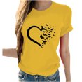 thumbnail image 2 of ICHUANYI Clearance Women Girls Plus Size Sunflower Print Tees Short Sleeve T Shirt Blouse Tops(Yellow, S) ICHUANYI WER2023081001263, 2 of 7
