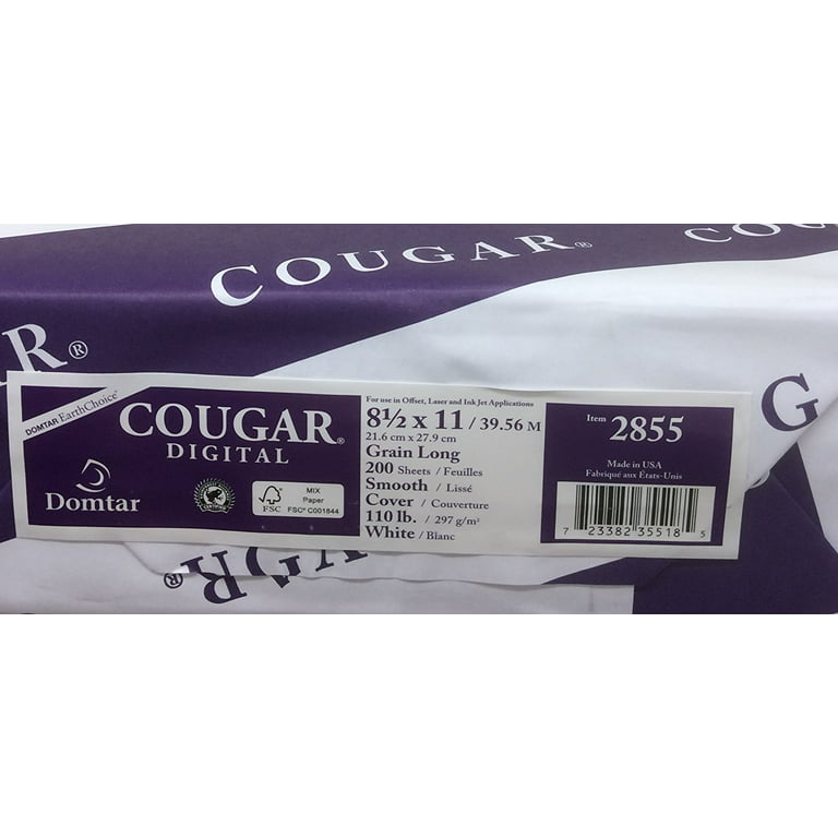 Cougar Digital 8.5 x 11 White Cardstock 110lb Smooth Cover 200/Ream 
