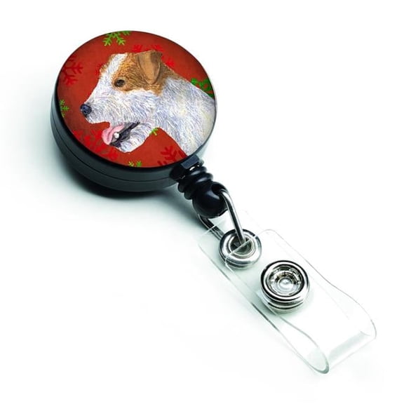 Carolines Treasures SS4711BR Jack Russell Terrier Red & Green Snowflakes Holiday Christmas Retractable Badge Reel