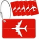 thumbnail image 1 of (Rojo)Etiqueta de equipaje de avión 6x Etiqueta de maleta de aleación de aluminio con cuerdas de acero inoxidable y etiqueta de nombre para evitar la pérdida de bolsos y maletas, etiqueta de maleta d, 1 of 5