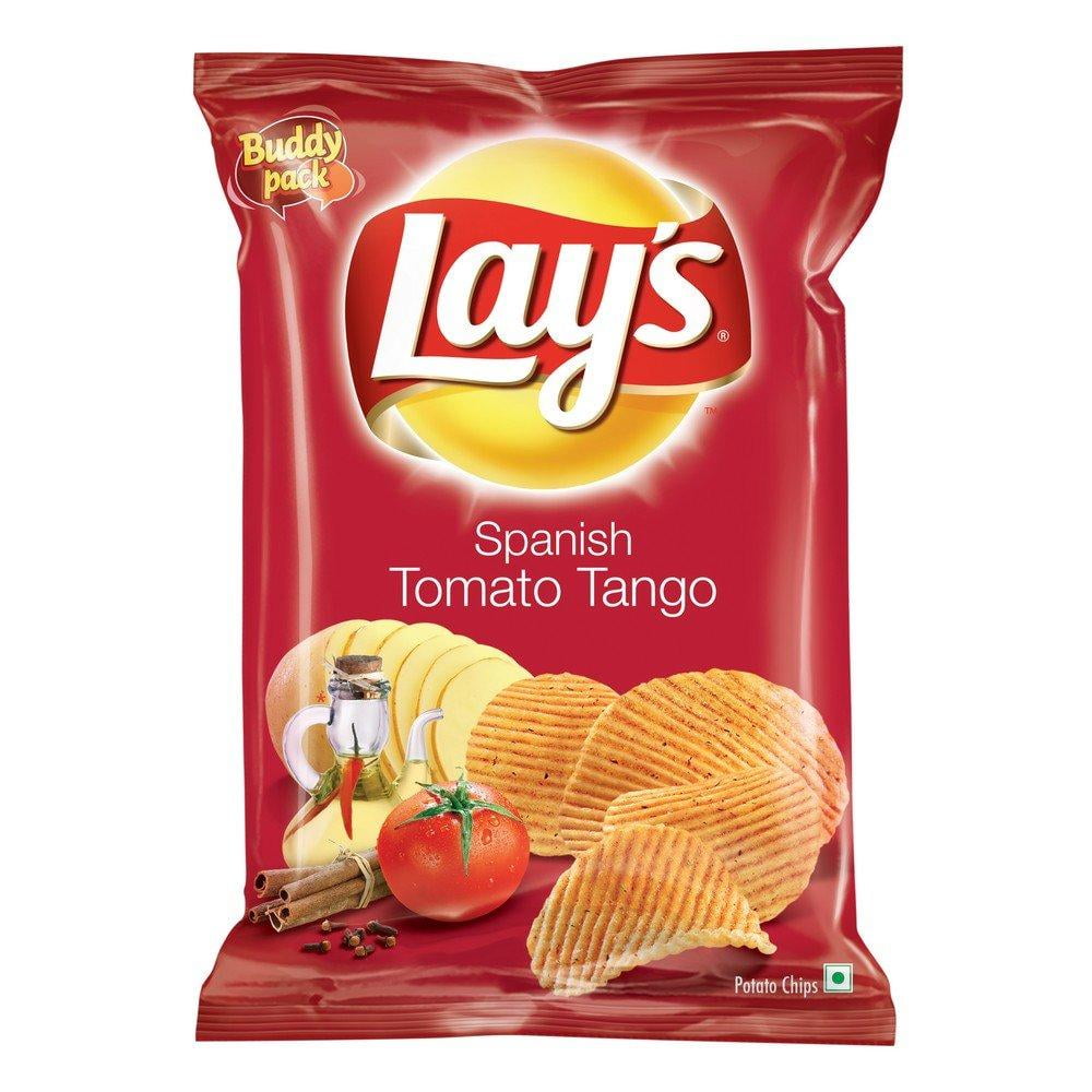 Sociologie komedie voldoende Lays Spanish Tomato Tango Potato Chips 52 grams, India - Walmart.com