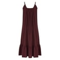 thumbnail image 5 of Kaemgyyd Sundresses for Women Cotton Linen Scoop Neck Ruffle Hem Midi Dresses Spaghetti Strap Flowy Cami Dresses for Beach, 5 of 6