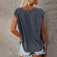 thumbnail image 4 of YEJIMAN Gray Usa Shirts For Women, Polyester,Spandex,cotton Tank Top For Women, Women Cap Sleeve Summer Casual Tops V Neck Solid Color Casual Shirts Loose Fit Blouse, 4 of 9