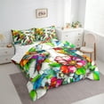 thumbnail image 3 of jejeloiu Colorful Hummingbird 7-Piece Bedding Comforter Set,Rainbow Flower Floral King Bedding Sets,Modern Aesthetic Deagin Bed Sheets For Girl Teens,Breathable Home Decor, 3 of 8
