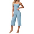 thumbnail image 2 of Zormilly Workout Sets for Women Spaghetti Strap Tank Top Wide Leg Capris Yoga Sets Stretch Soft Sport Sets, S-2XL, 2 of 9