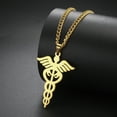 thumbnail image 2 of Medical Symbol Pendant 14K Yellow Gold Necklace for Men And Women Angel Wings Nurse's Day Graduation Gift Golden Silver Color Jewelry Gift, 2 of 8