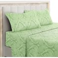 thumbnail image 2 of Hannah Linen Paisley California King Sheet Set, 4 PC Soft Microfiber Wrinkle Free Sheets - Luxurious Printed Bed Sheets Includes Flat Sheet, Fitted Sheet with Deep Pockets, & 2 Pillowcases - Sage, 2 of 5