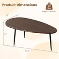 thumbnail image 3 of Costway Oval Coffee Table with Sturdy Metal Construction & Compact Design, Retro Sofa Table Walnut, 3 of 10