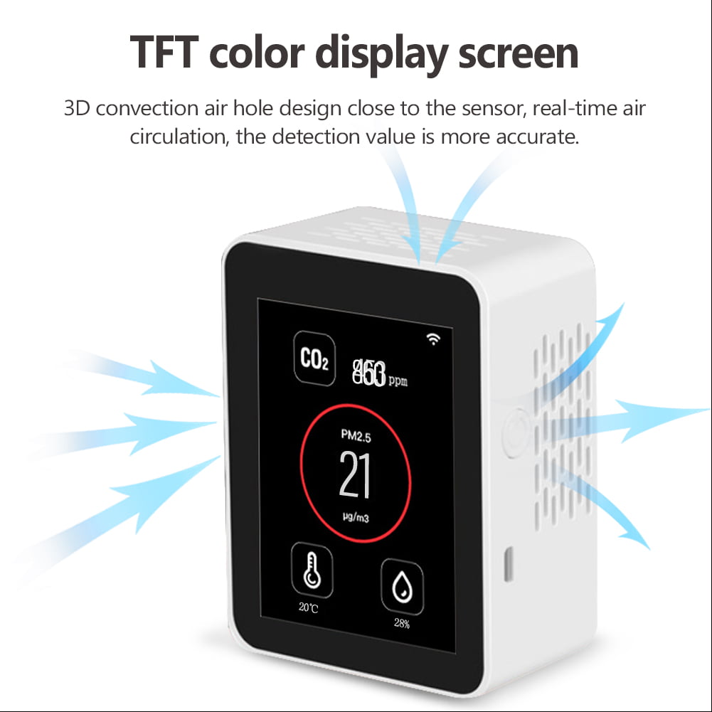 Tuya WIFI 2.8 Inch TFT Color Display Screen Intelligent CO2 PM2.5 A6G6