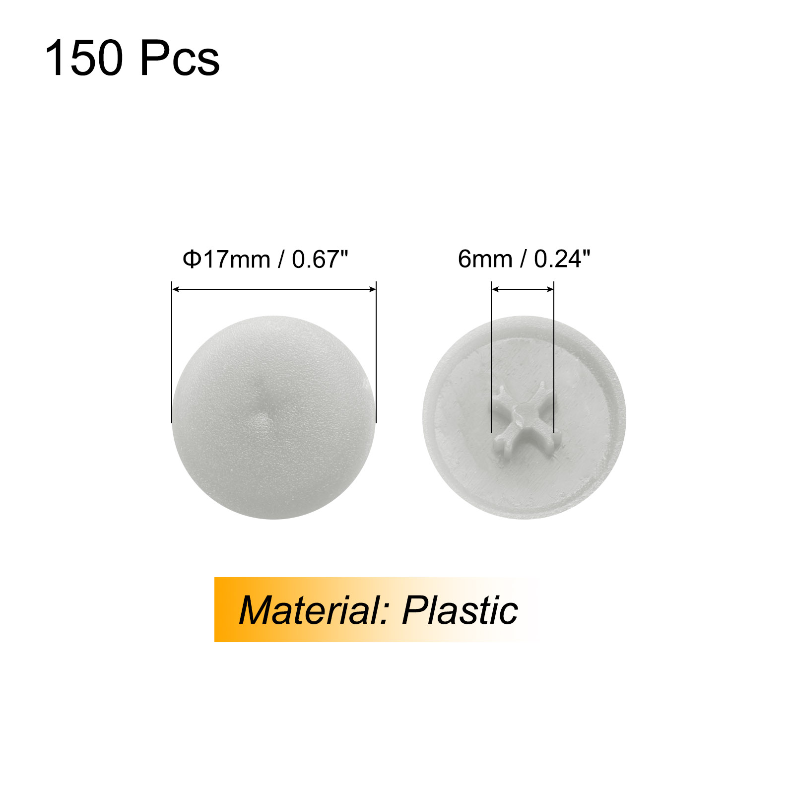 Unique Bargains 150Pcs Durable Plastic Screw Cap Covers Light Gray
