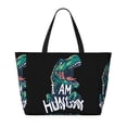 thumbnail image 2 of Daiia Hungry Tyrannosaurus Beach Travel Bag - Water-Resistant Beach Bag, Lightweight Tote with 7 Pockets for Women and Men - Gym,Pool,Camping,Reusable Grocery Bag, 2 of 7