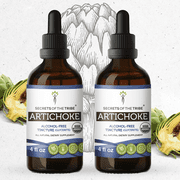 Secrets Of The Tribe Artichoke Organic Tincture Dietary Supplement, Natural Herbal Extract for Liver Support, Certified Organic Artichoke (Cynara scolymus) Dried Leaf, Alcohol-Free Extract, 2x4 oz