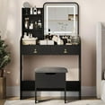 thumbnail image 2 of Vanity Desk with LED Light Mirror and Charging Station, Small Makeup Vanities Set with 2 Drawers, Vanity for Girls Women with Storage Stool, Vanity Table for Bedroom, 2 of 7