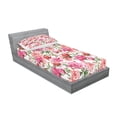 thumbnail image 2 of Ambesonne Floral Fitted Sheet & Pillow Sham Set, Peonies and Roses, Twin, White Pink Blush, 2 of 2