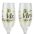 Topshelf Decorative Gold Mr and Mrs Champagne Glasses Bride and Groom