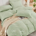 thumbnail image 3 of Light Green Twin Comforter Set Seersucker 5 Pieces, All Season Luxury Bed in a Bag for Bedroom, Bedding Set with Comforters, Sheets, Pillowcase & Shams, 3 of 15