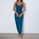 thumbnail image 5 of Sexy Vestido sin Espalda para las Mujeres Diseño de Cuello en V de Color Sólido, Cintura Oculta Detalle de Ventilación de Cremallera, 5 of 6