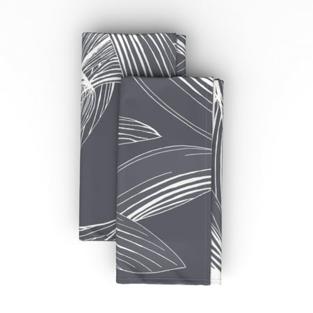 

Linen Cotton Canvas Dinner Napkins (Set of 2) - Palms White Rock Tropical Leaf Botanical Hawaiian Beach Summer Spring Plant Gray Leaves Midcentury Print Cloth Dinner Napkins by Spoonflower
