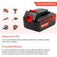 thumbnail image 5 of 2-Pack 6Ah Max 20V Lithium Battery Replacement for Black & Decker ASL/BDC/LD/LC/LP Series, Compatible with LBXR20 LBXR20B LBXR20-OPE LBXR2020 LBXR20 LB20 LBX20 - High Capacity Cordless Tool, 5 of 6