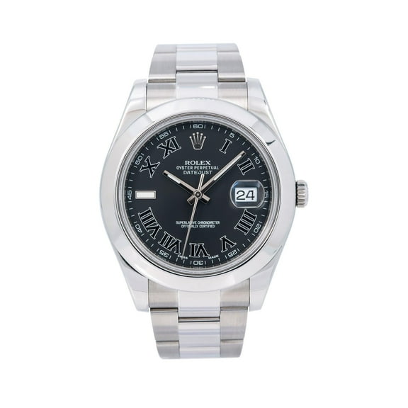 Pre-Owned Rolex Datejust 41MM 116300 Black Roman Dial Smooth Bezel Stainless Steel Oyster Bracelet
