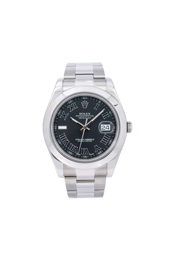 Pre-Owned Rolex Datejust 41MM 116300 Black Roman Dial Smooth Bezel Stainless Steel Oyster Bracelet