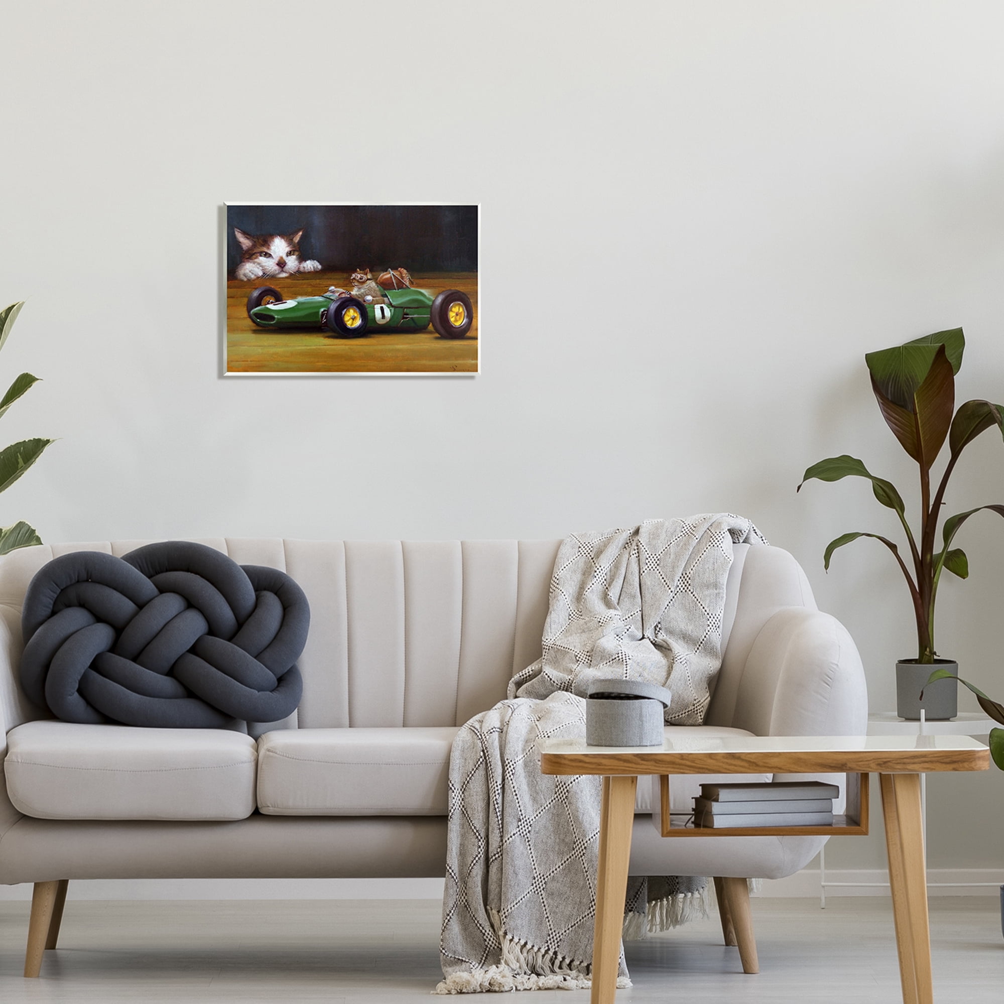 Stupell Industries Funny Squirrel in Race Car Animals & Insects Painting Unframed Art Print Wall Art, 19 x 13