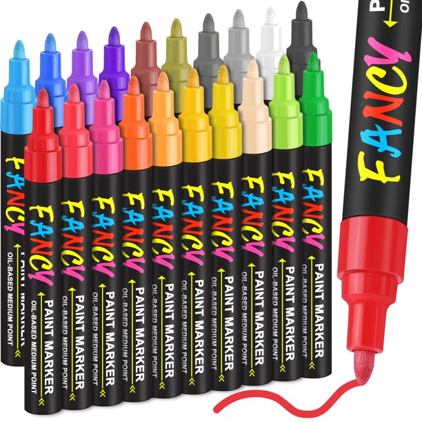 20 Colors Paint Markers, Paint Pens OilBased Waterproof Paint Marker