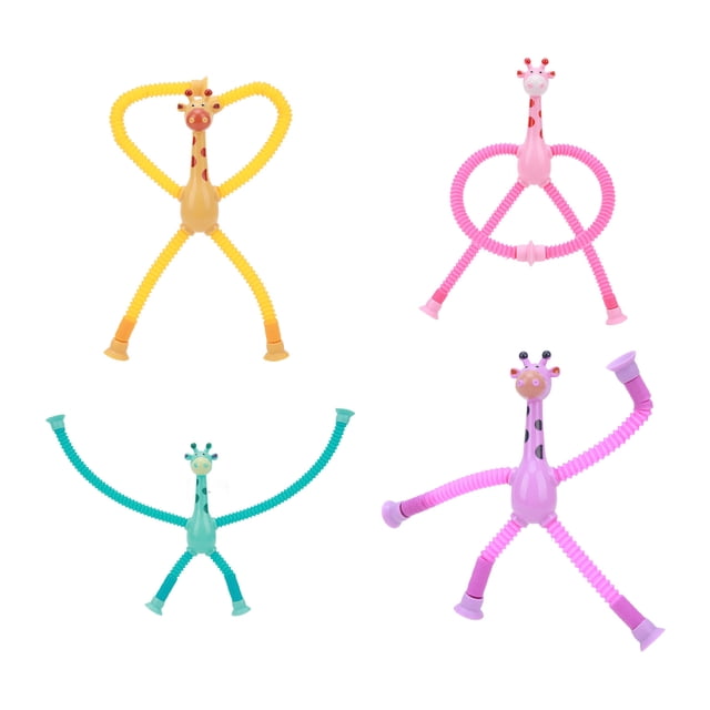 Ventosa Pop Tube Jirafa, 4 Piezas Jirafa Tubo Juguete Ventosa Pop Tube Jirafa Juguetes Telescópico Ventosa Jirafa Juguete Diseño Fácil de Usar