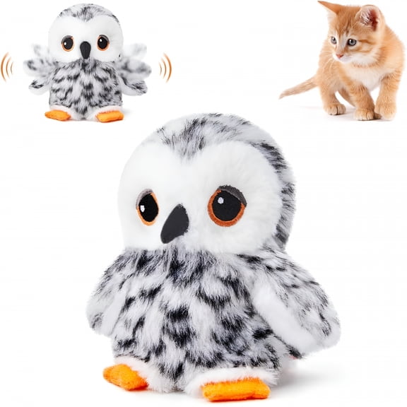 BESTSKY 2026 New Flapping Owl Cat Toys (No Flying), Lifelike Bird Chirp, Rechargeable Touch Activated Kitten Toy, Interactive Catnip Kicker Exercise Toys 4.0" for All Breeds