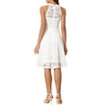 thumbnail image 3 of INSPIRE CHIC Robe Femme Dentelle Florale Col Licou Sans Manches Élégante Robe Cocktail Ligne A S Blanc, 3 of 5