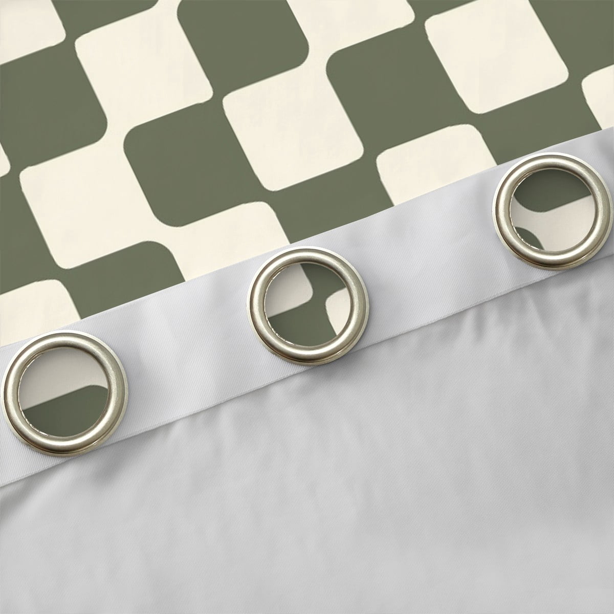 Manfei Geometric Plaid Curtains Pack of 2 (38x54),Modern Minimalist Art Black Out Curtains,Green Beige Curtains for Living Room,Breathable Room Decorative