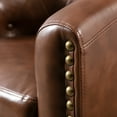 thumbnail image 5 of SYNGAR Accent Chair for Living Room, Bedroom Comfy Reading Armchair, Mid Century Modern PU Leather Tufted Arm Chair Upholstered Cozy Side Single Sofa Chair Club Chair Relaxing Seating, Brown, 5 of 10
