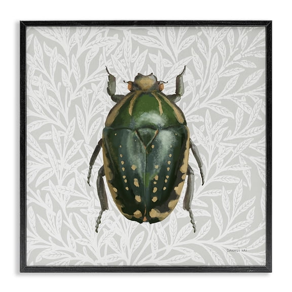 Stupell Industries Transitional Beetle with Botanical Pattern Black Framed Giclee Art, 12 x 12, by Danhui Nai