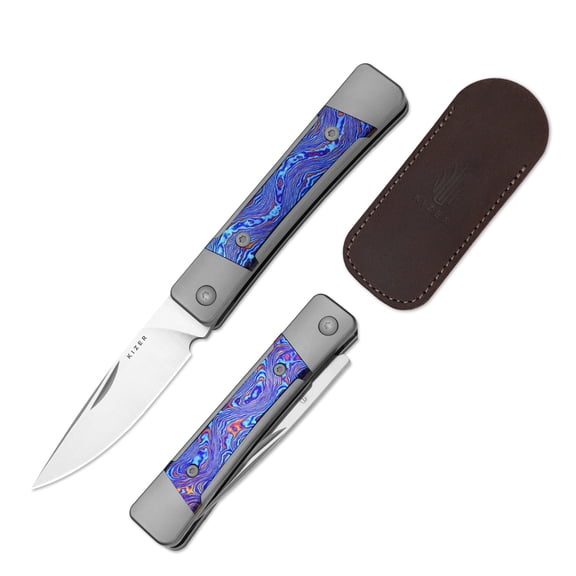 Kizer Little Grand EDC Folding Knife M390 Blade Titanium Damascus Handle Limited Ki2670A3