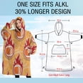 thumbnail image 4 of Oversized Wearable Blanket Hoodie,Orange Flaming Footballs Pattern Sherpa Blanket Hoodie with Super Pockets,Super Warm Fuzzy Pullover for Women & Men, 4 of 6