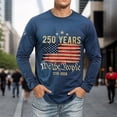 thumbnail image 4 of 250Th Anniversary Usa Shirt Sporty Long Sleeve T Shirt Athletic Fit Crew Neck 250Th Mens Graphic Tees Blue S, 4 of 5