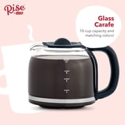 Rise By Dash Drip Coffee Maker, Reusable Mesh Filter Basket, Glass Carafe, 10 Cups - Black