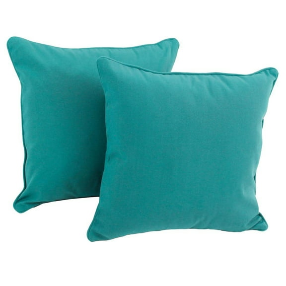 18-inch Double-corded Solid Twill Square Throw Pillows with Inserts (Set of 2), Aqua Blue