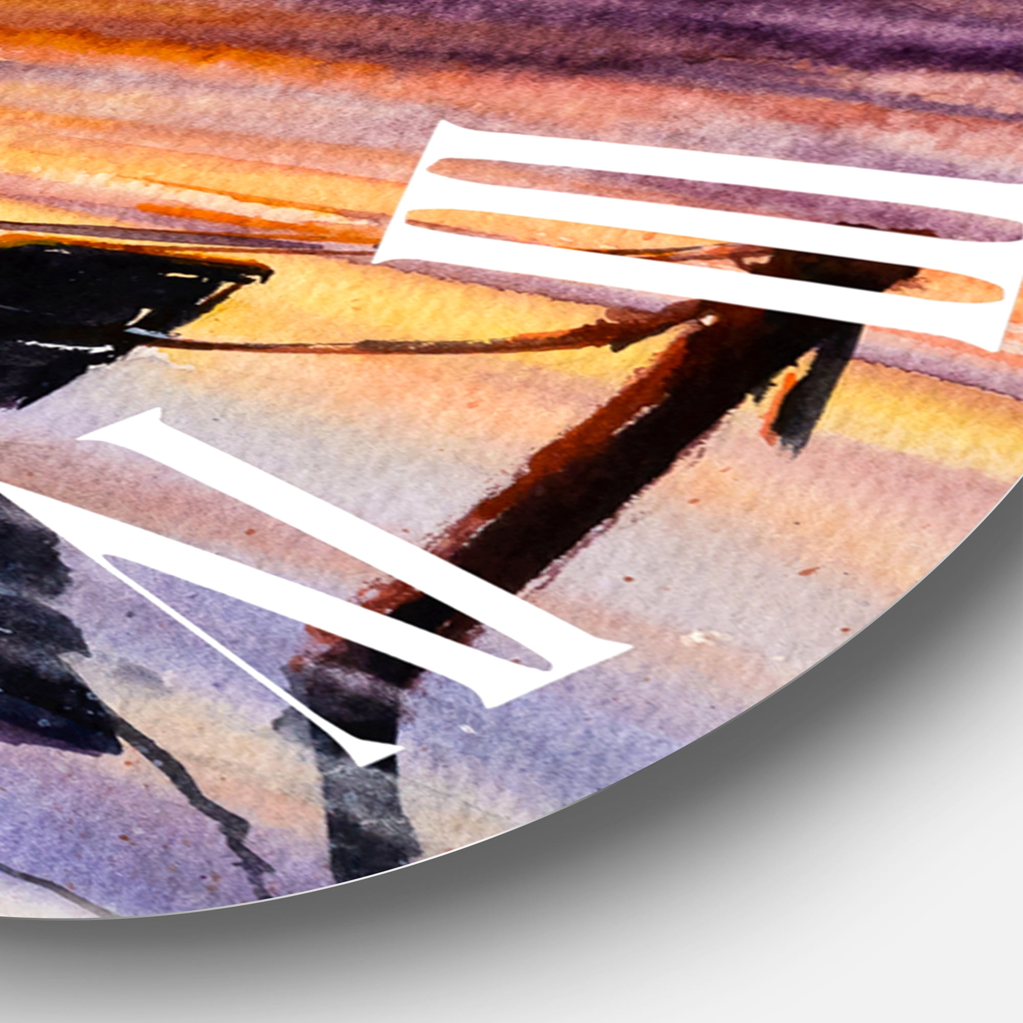Designart 'Sunset And Two Small Boats Parking On The Shore' Lake House Wall Clock
