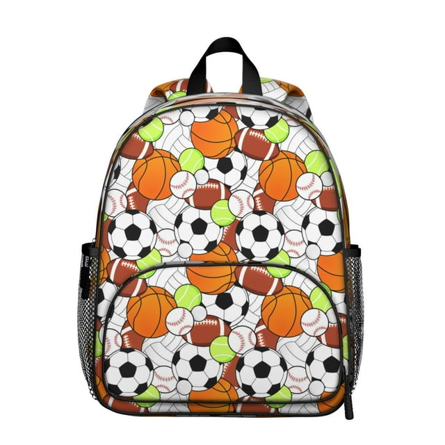 Sports Students Backpack - Football, Baseball, Soccer Print, Lightweight and Adjustable for Students and Teens