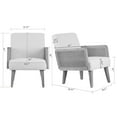 thumbnail image 3 of Aurele Gray Faux Leather Armless Accent Chair with Black Metal Legs, 3 of 7