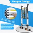 thumbnail image 4 of Wolec Telescoping Ladder, 14.5FT Aluminum Portable Extension Ladder w/Hooks, Stabilizers& Wheels, Heavy Duty 330lbs Max Capacity, Collapsible Telescopic Ladder for Rv, Roof, Attic, Outdoor -Silver, 4 of 4