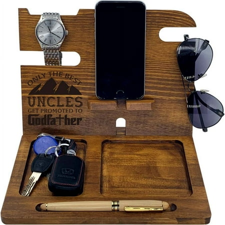 Uncle Godfather Gifts for Men Godchild Goddaughter Baptism Fathers Day Wood Phone Docking Station Cell Phone Stand Uncle Godfather Gifts for Men Godchild Goddaughter Baptism Fathers Day Wood Phone Docking Station Cell Phone Stand