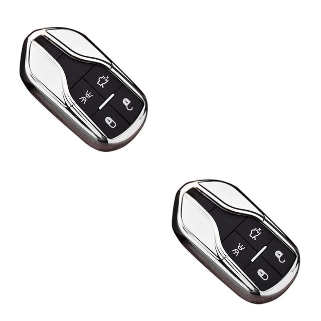 Sidaley Car Key Case FOB Holder Reemplazo para Quattroporte Levante Smart Key Case Cover Car Styling Plata 2piezas