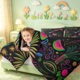 thumbnail image 3 of meiyoeat Pink Neon Flamingo Full Size Comforter Sets For Girls,Tropical Cartoon Palm Tree Bedding Comforter Set,Black Reversible,3pcs,1 Comforter and 2 Pillowcases, 3 of 7