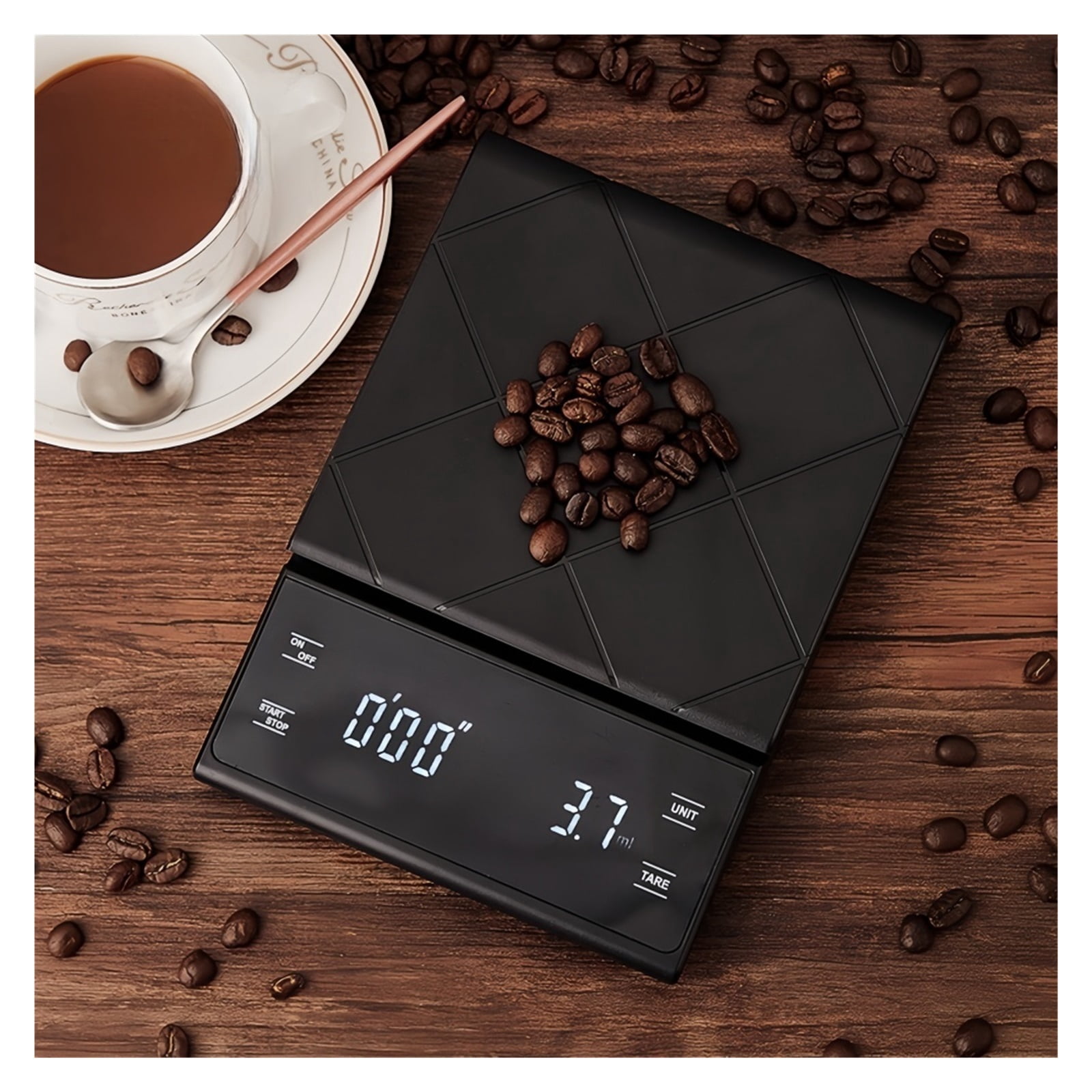 Electronic Coffee Scale with Silicone Pad Digital Food Scale with Timer Precision Portable 3kg ,Multi Measuring Units