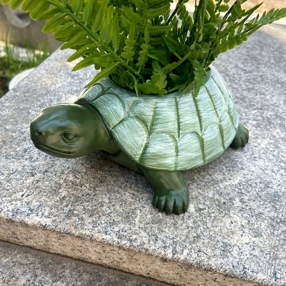 Charming Turtle Planter Statue - Creative Resin Animal Sculpture for Outdoor Garden & Yard Decor
